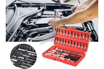 Комплект инструменти гедоре 46 части Комплект инструменти гедоре 46 части