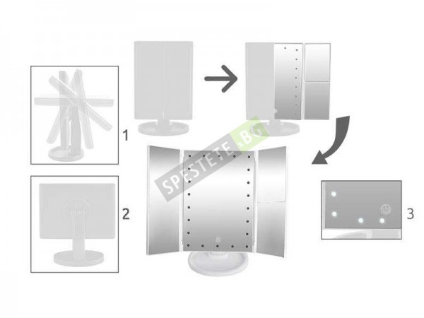 Сгъваемо огледало с LED светлини
