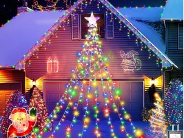 Коледни лампички елха със звезда-foto2