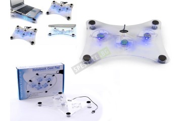 USB охладител за лаптоп с 3 неонови вентилатора -foto3
