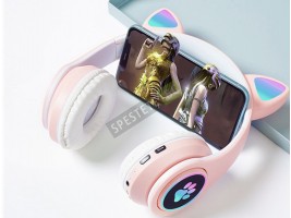 Безжични светещи слушалки с котешки уши-foto3