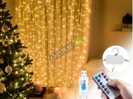Коледни лампички завеса 3х3 метра-foto4