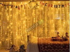 Коледни лампички завеса водопад 3х3 метра-foto2
