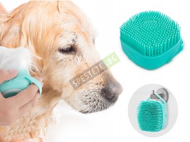 Силиконова четка за баня с дозатор-foto2