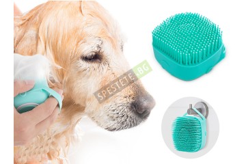 Силиконова четка за баня с дозатор-foto2