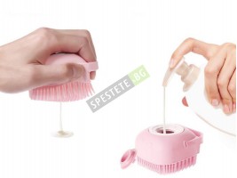 Силиконова четка за баня с дозатор-foto3