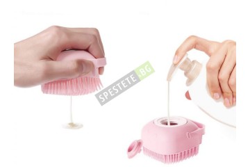 Силиконова четка за баня с дозатор-foto3