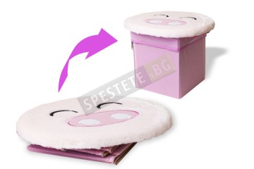 Текстилна сгъваема табуретка прасе-foto2