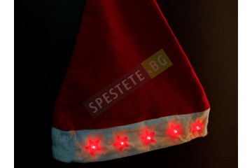 Коледна шапка със светещи звезди-foto3