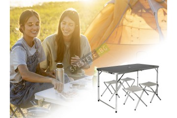 Комплект 4 стола и сгъваема маса Комплект 4 стола и сгъваема маса