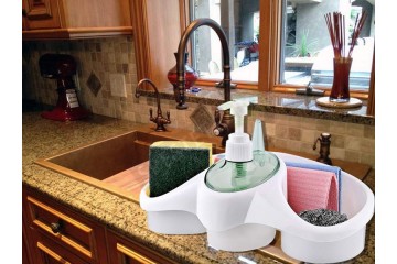 Практична поставка за гъби с дозатор за течен сапун