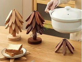 Комплект дървени подложки със стойка-foto2