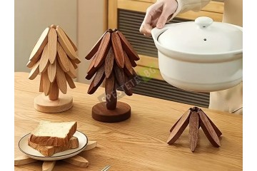 Комплект дървени подложки със стойка-foto2