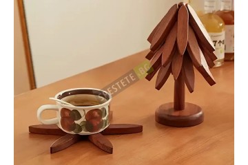 Комплект дървени подложки със стойка-foto4