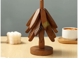 Комплект дървени подложки със стойка-foto3