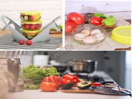 3бр. стъклени купи с капаци и органайзер с дръжка-foto4