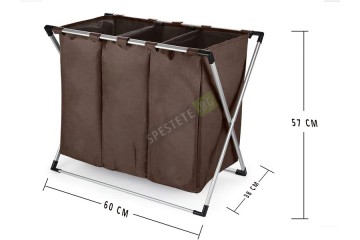 Текстилен кош за пране с 3 разделения-foto7