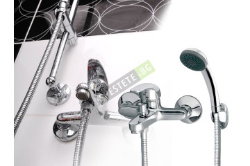 Стенен смесител с подвижен душ-foto2