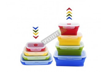 Комплект 4бр. сгъваеми кутии за храна с капак-foto3