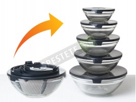 Комплект 5бр. стъклени купи с капаци-foto3