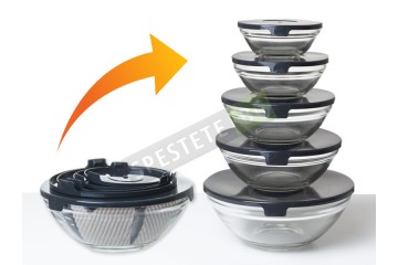 Комплект 5бр. стъклени купи с капаци-foto3