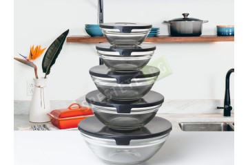 Комплект 5бр. стъклени купи с капаци