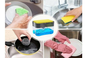 Поставка за гъба с диспенсър за препарат 2в1-foto4